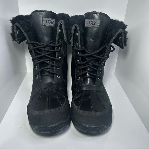 UGG Men’s Black Winter & Rain Boots with Waterproof Design, Leather, Wool NewCon - Picture 7 of 8